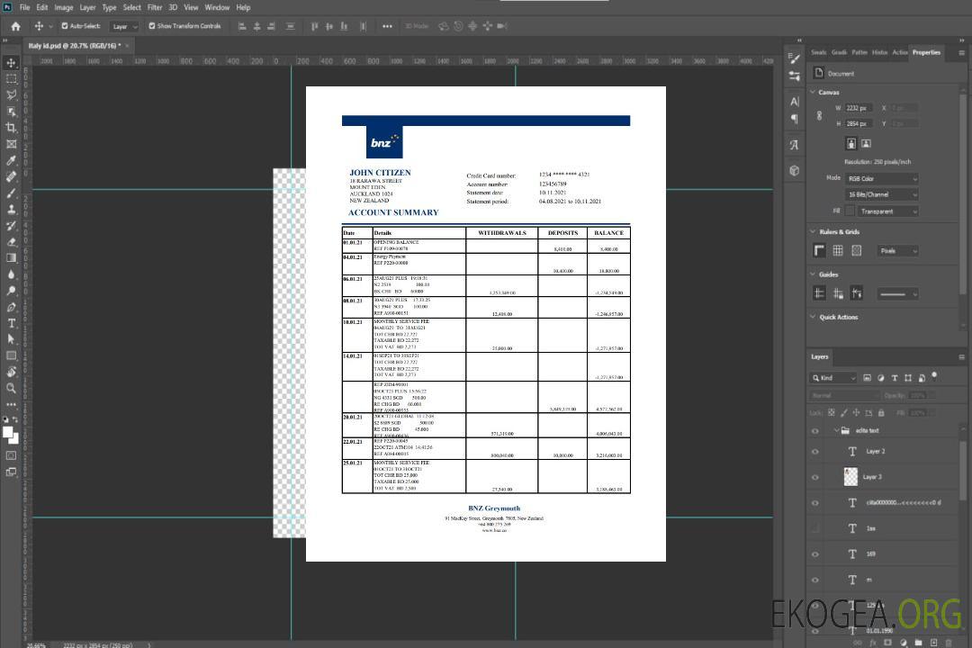 Nouvelle-Zélande BNZ Greymouth Bank Excel PDF template Nouvelle-Zélande BNZ Greymouth Bank Excel PDF template